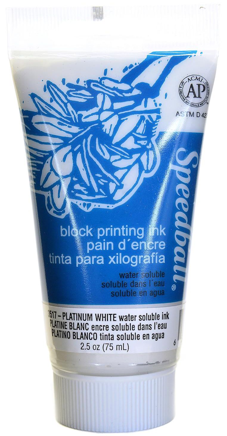 Speedball Water-Soluble Block Printing Ink 2.5oz Platinum White