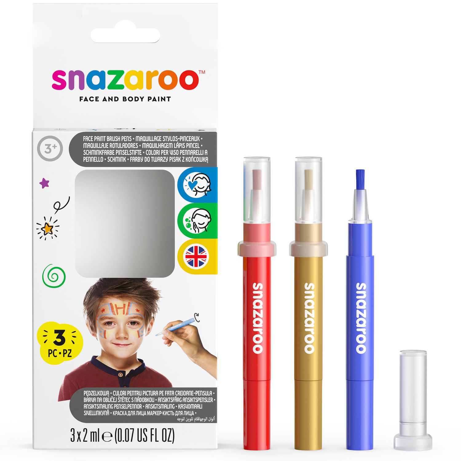 Snazaroo Classic Face Paint Brush Pen Set ADVENTURE