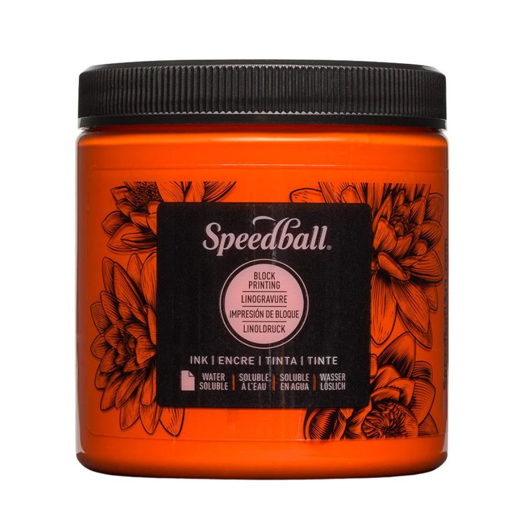 Speedball Water-Soluble Block Printing Ink 8oz Orange (3807)