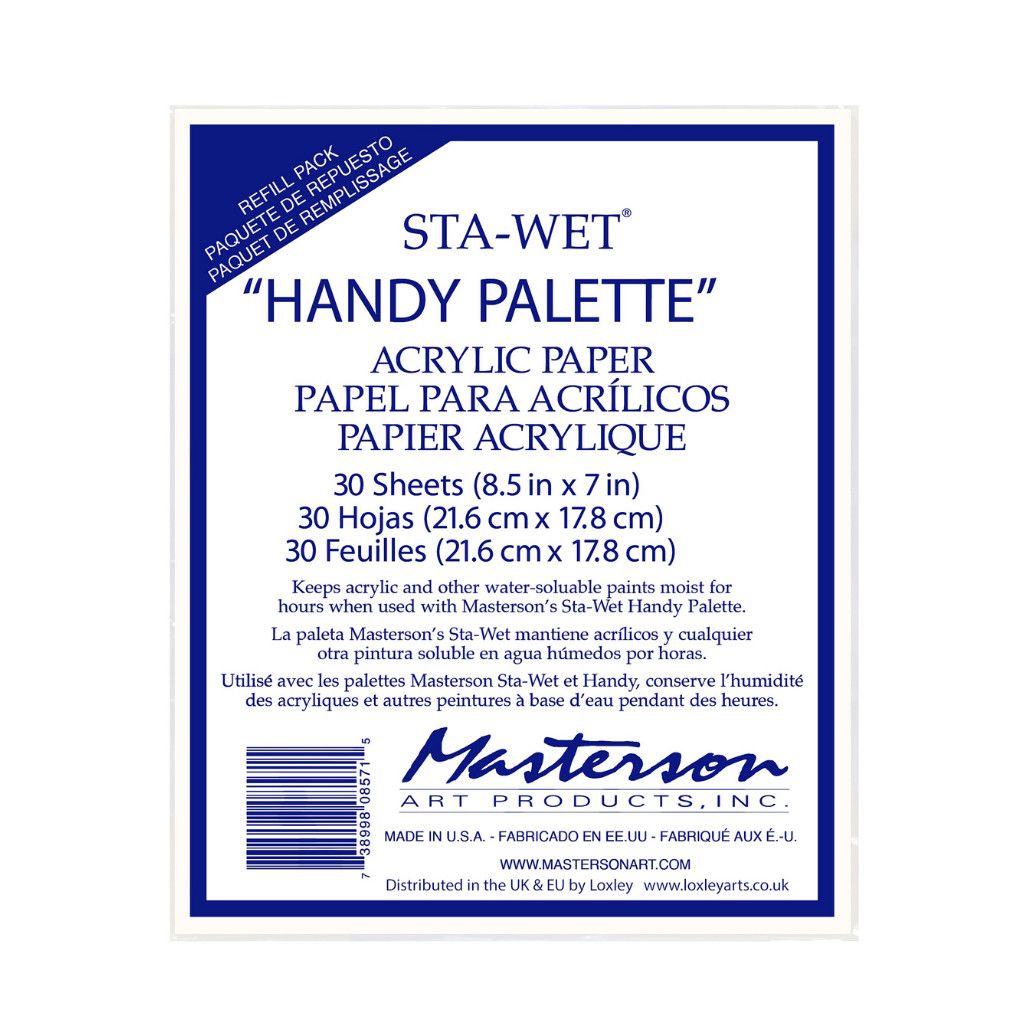 Masterson Sta-Wet Handy Palette Acrylic Paper Refill 8.5x7 30shts