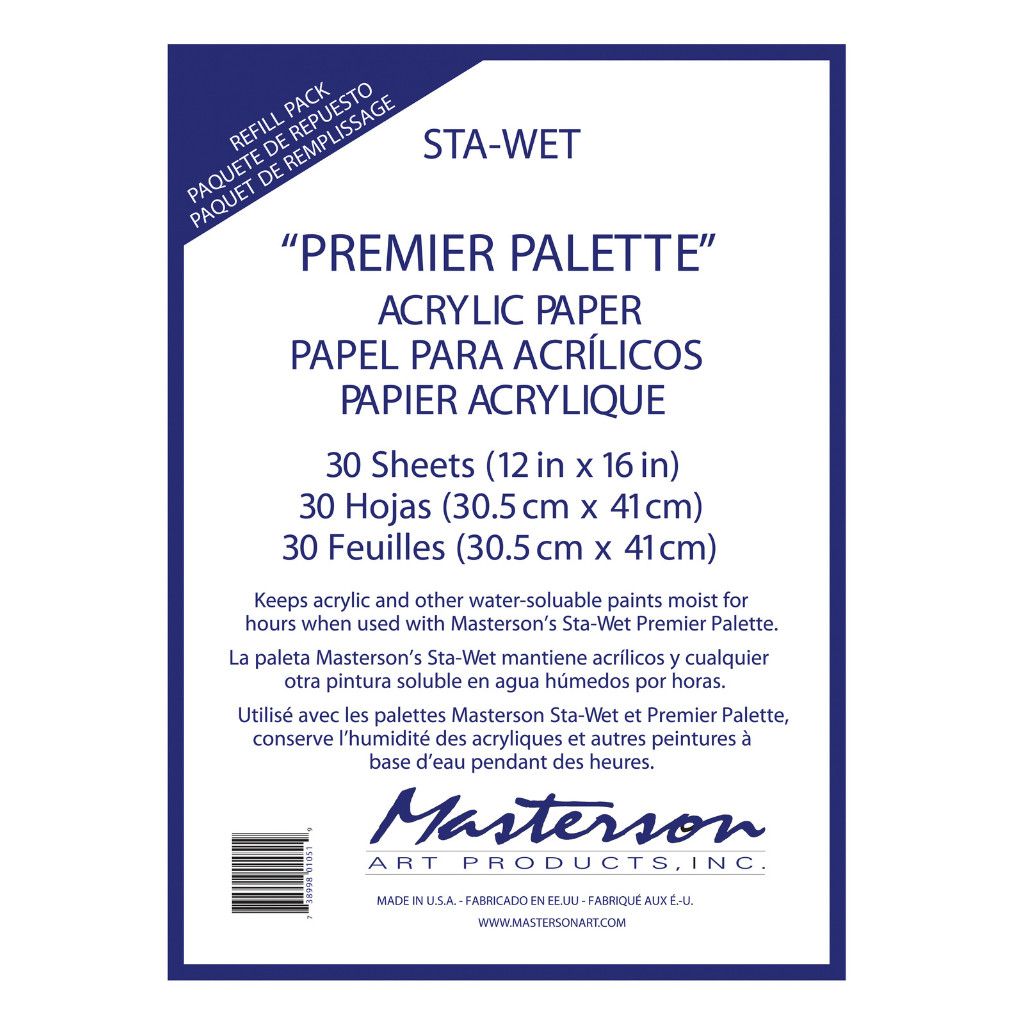 Masterson Sta-Wet Premier Palette Acrylic Paper Refill 12x16 30shts