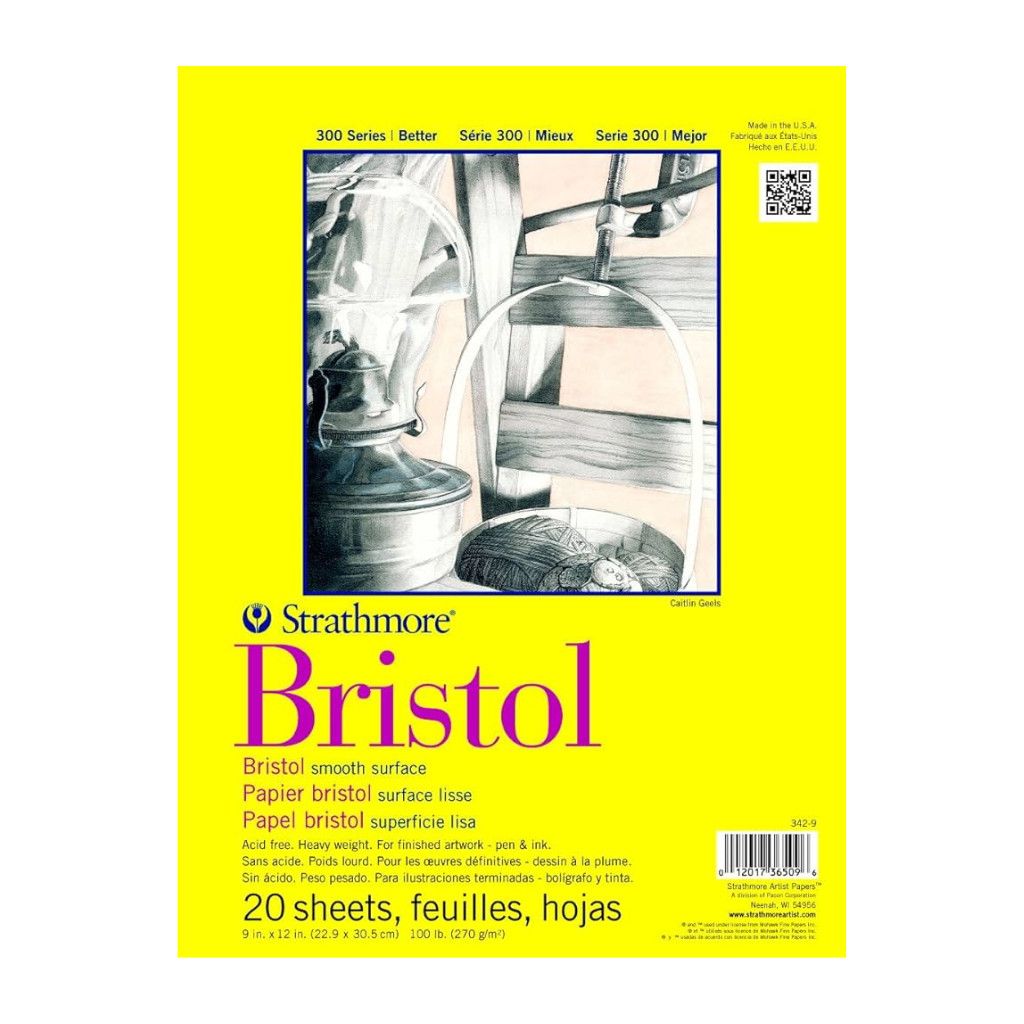 Strathmore 300 Bristol Smooth Tape Bound 9" x 12"