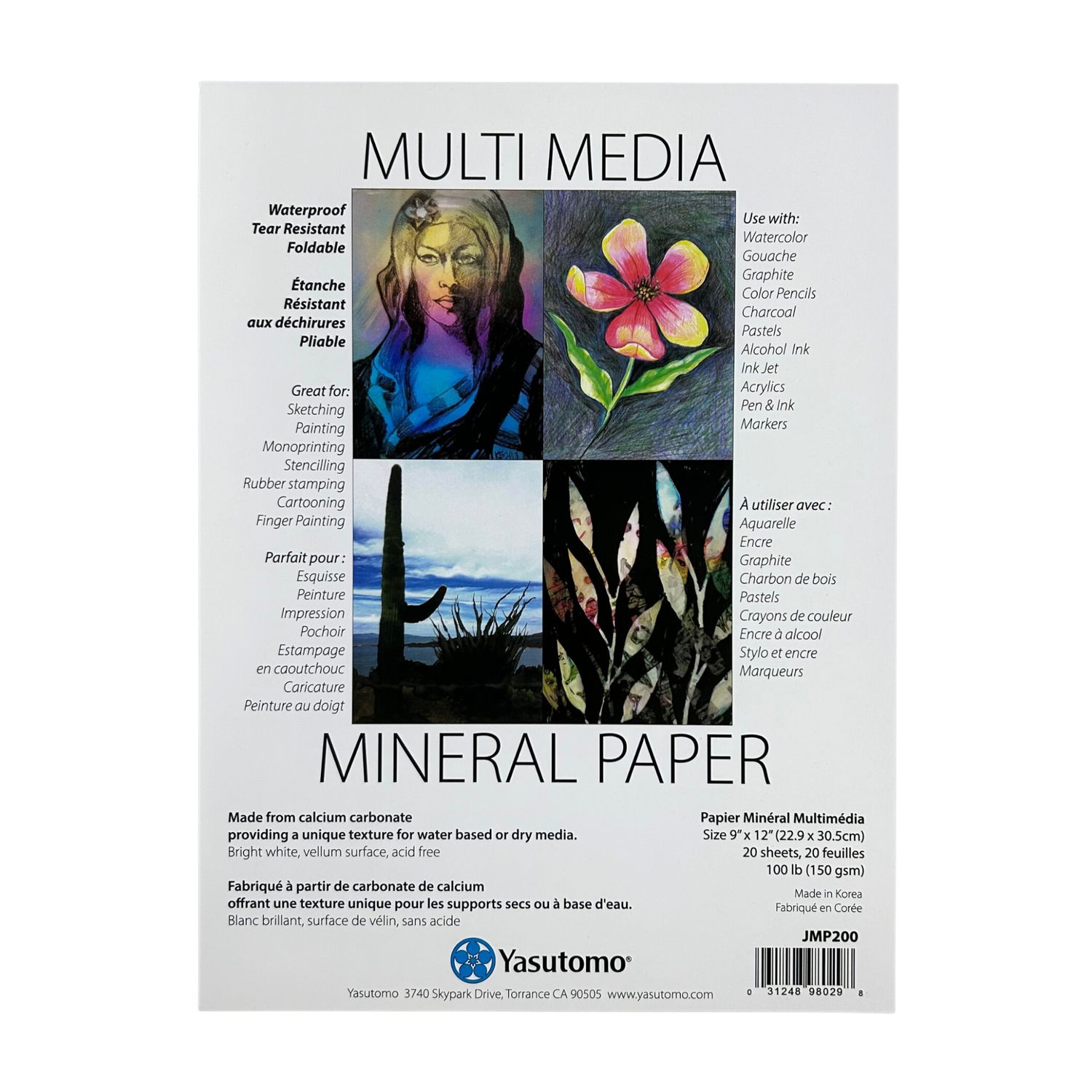 Yasutomo Mineral Paper Pad 150gsm 9" x 12" 20 Sheets