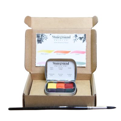 Stoneground Watercolour Palette - 6pc Botanical #1 Warm **ND**