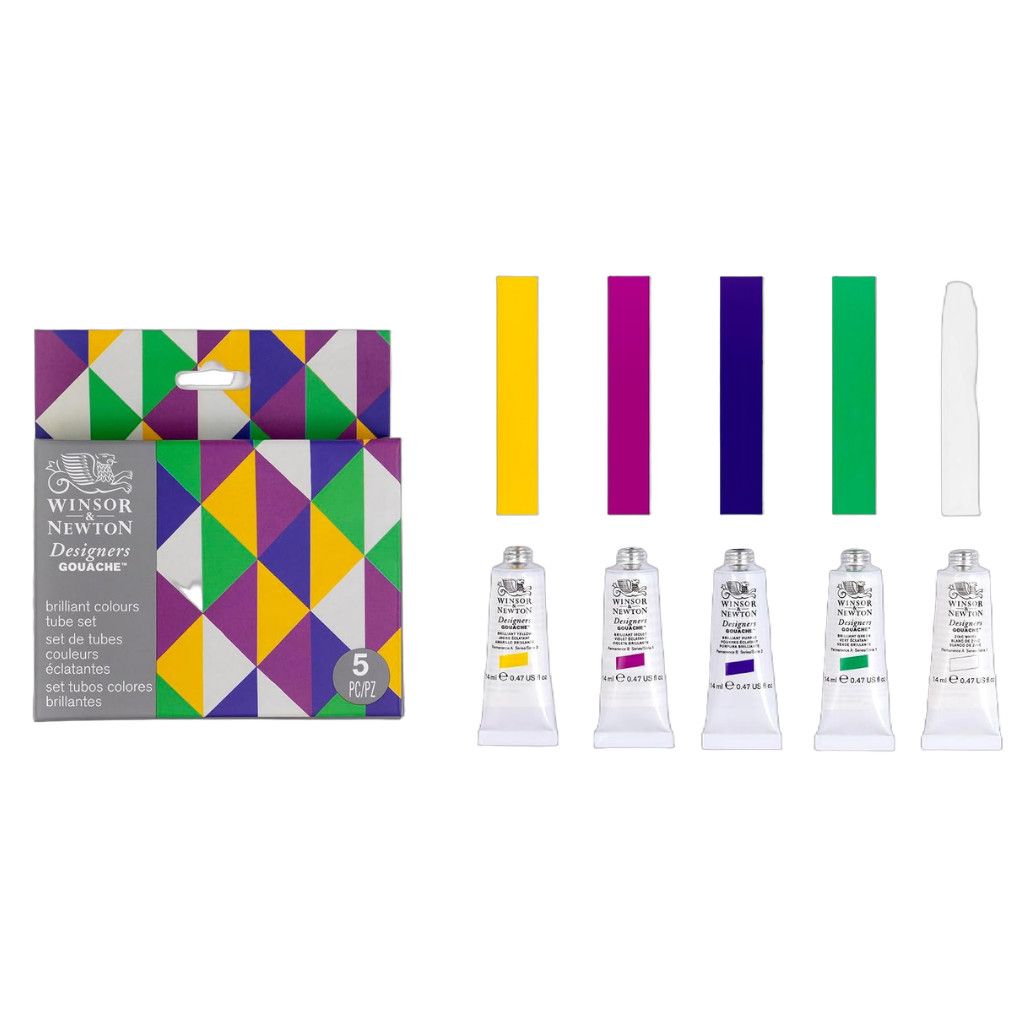 Winsor &amp; Newton Designer Gouache Brilliant Colours Tube Set 5x14ml