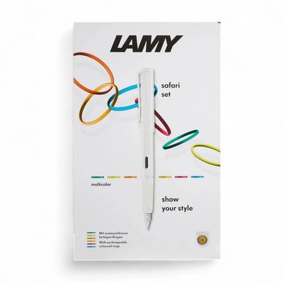 Lamy Safari All White w/ Multicolour Rings