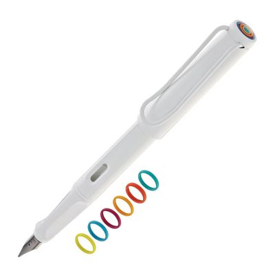 Lamy Safari All White w/ Multicolour Rings