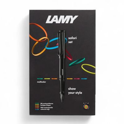 Lamy Safari All Black w/ Multicolour Rings