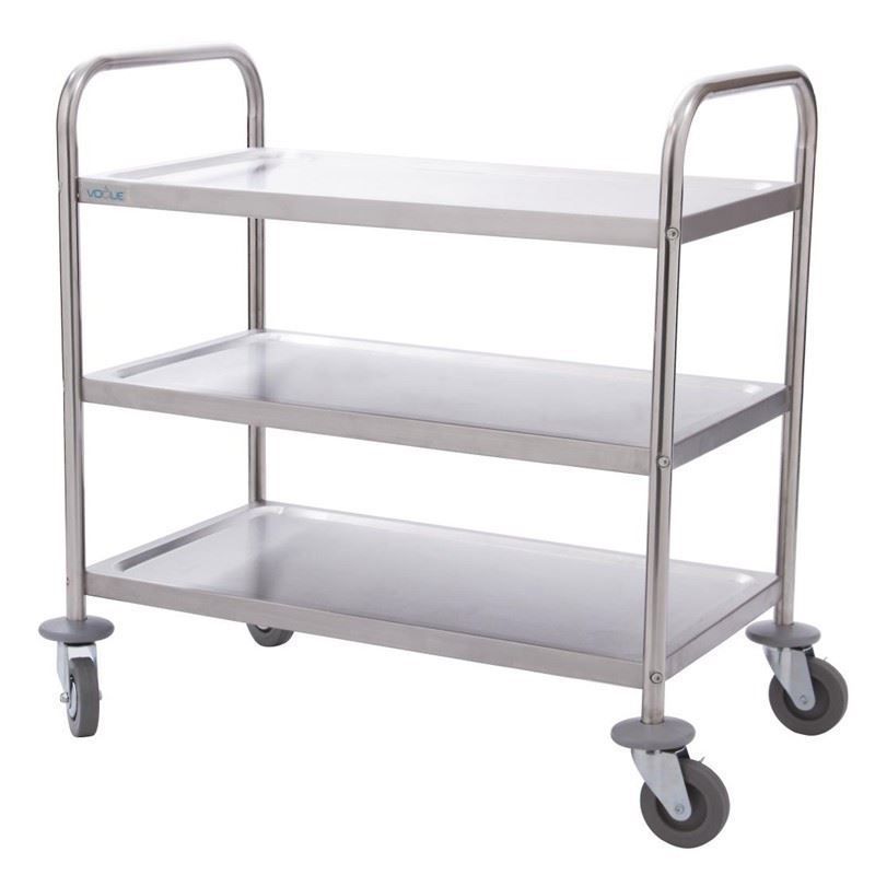 Chariot de service inox 3 niveaux