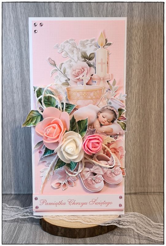 Kartka na chrzest &quot;Różowy promyk nadziei&quot;