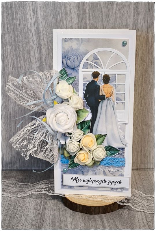 Kartka ślubna "Błękitna elegancja"
