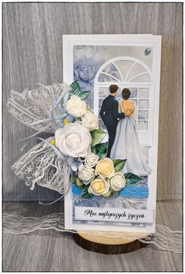 Kartka ślubna "Błękitna elegancja"