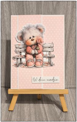 Kartka okolicznościowa "Różowy miś"