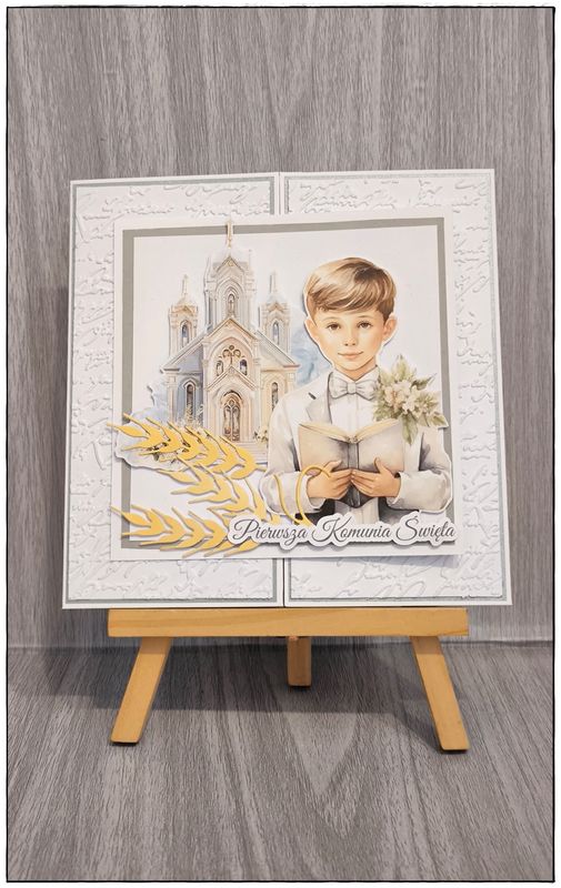 Kartka komunijna "Chłopiec z księgą"