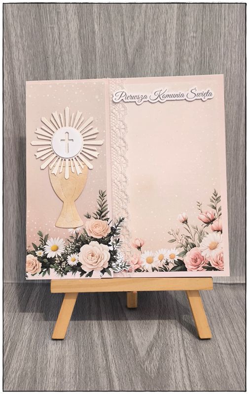 Kartka komunijna "Róże z hostią"
