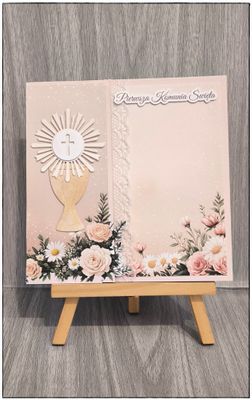 Kartka komunijna "Róże z hostią"