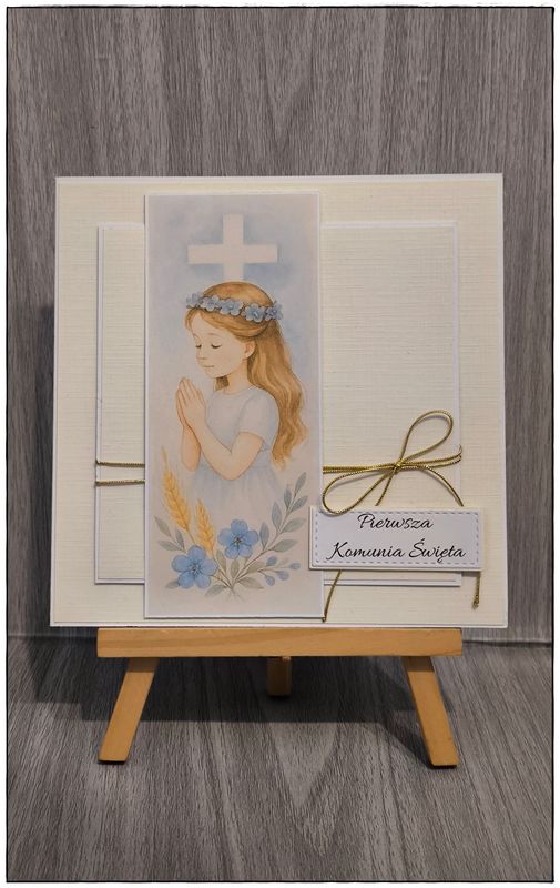 Kartka komunijna "Modląca się dziewczynka"