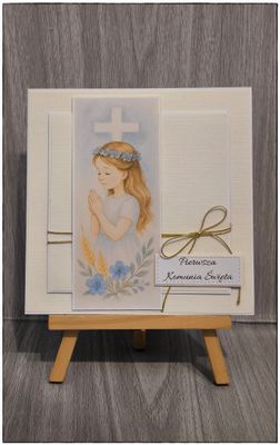 Kartka komunijna "Modląca się dziewczynka"