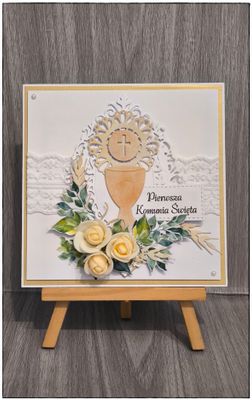 Kartka komunijna "Kielich z koronką"