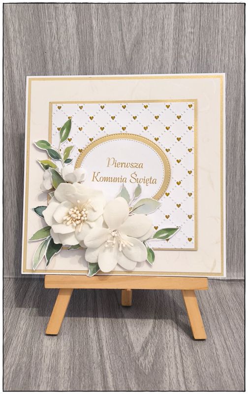 Kartka komunijna "Złote serca"