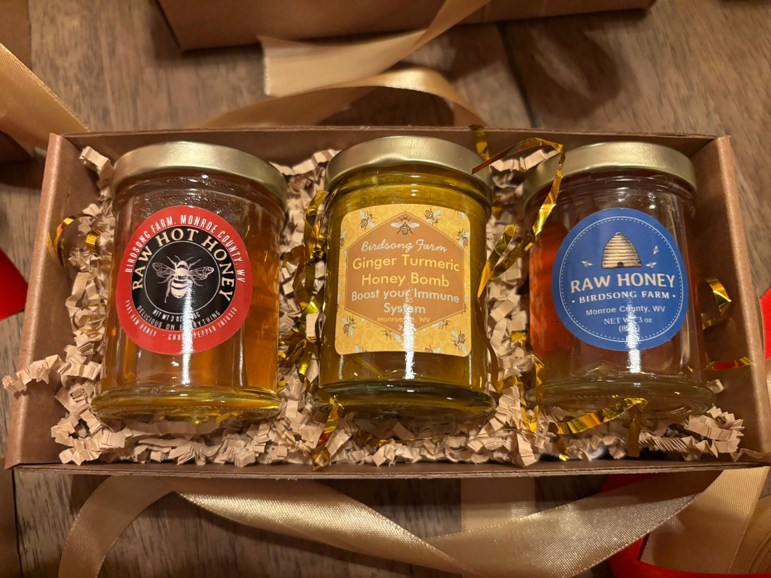 Tour of Raw Honey - Gift set of three 3 oz jars