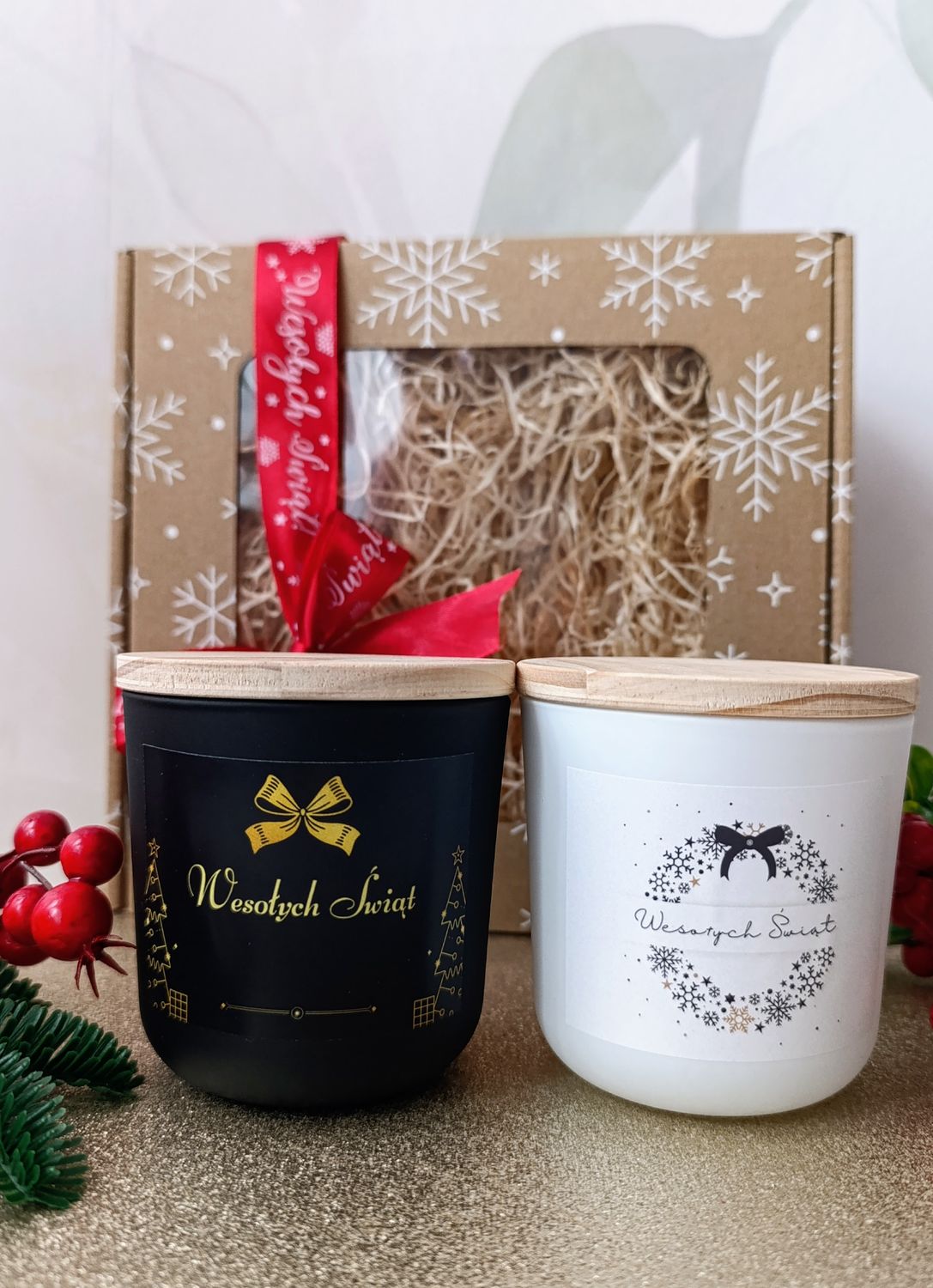 Świąteczne świece sojowe dla niej i dla niego prezent dla pary