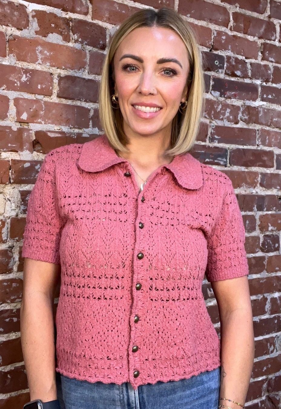 DAYLIGHT CARDICAN S/S DROP COLLAR COPPER BUTTON