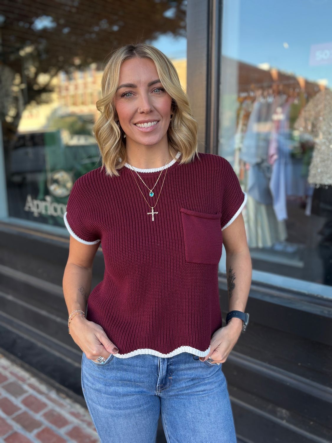 NO COMPANY GARNET DROP SHOULDER TOP