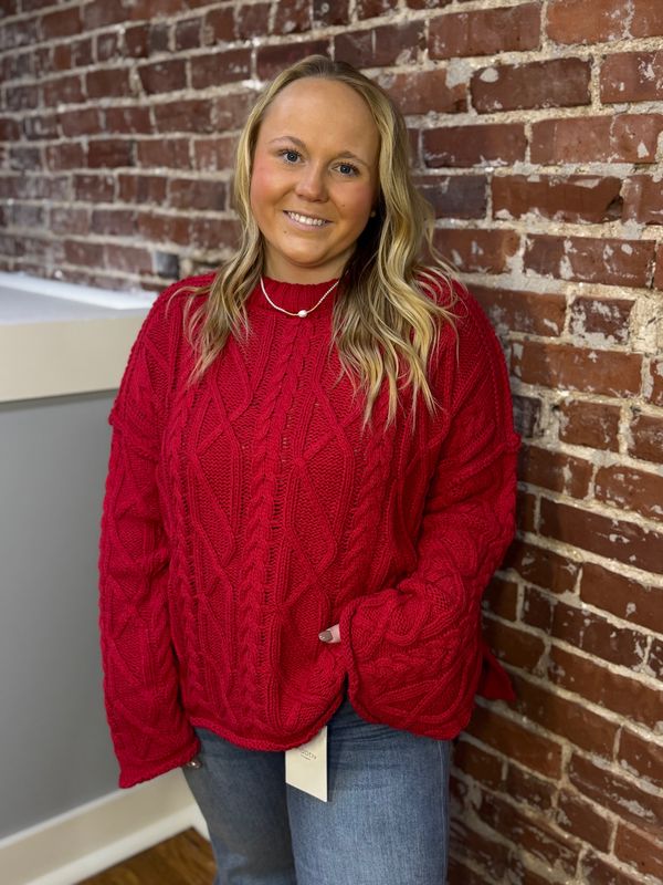 THE JASMINE BELL SLEEVE CABLE KNIT SWEATER