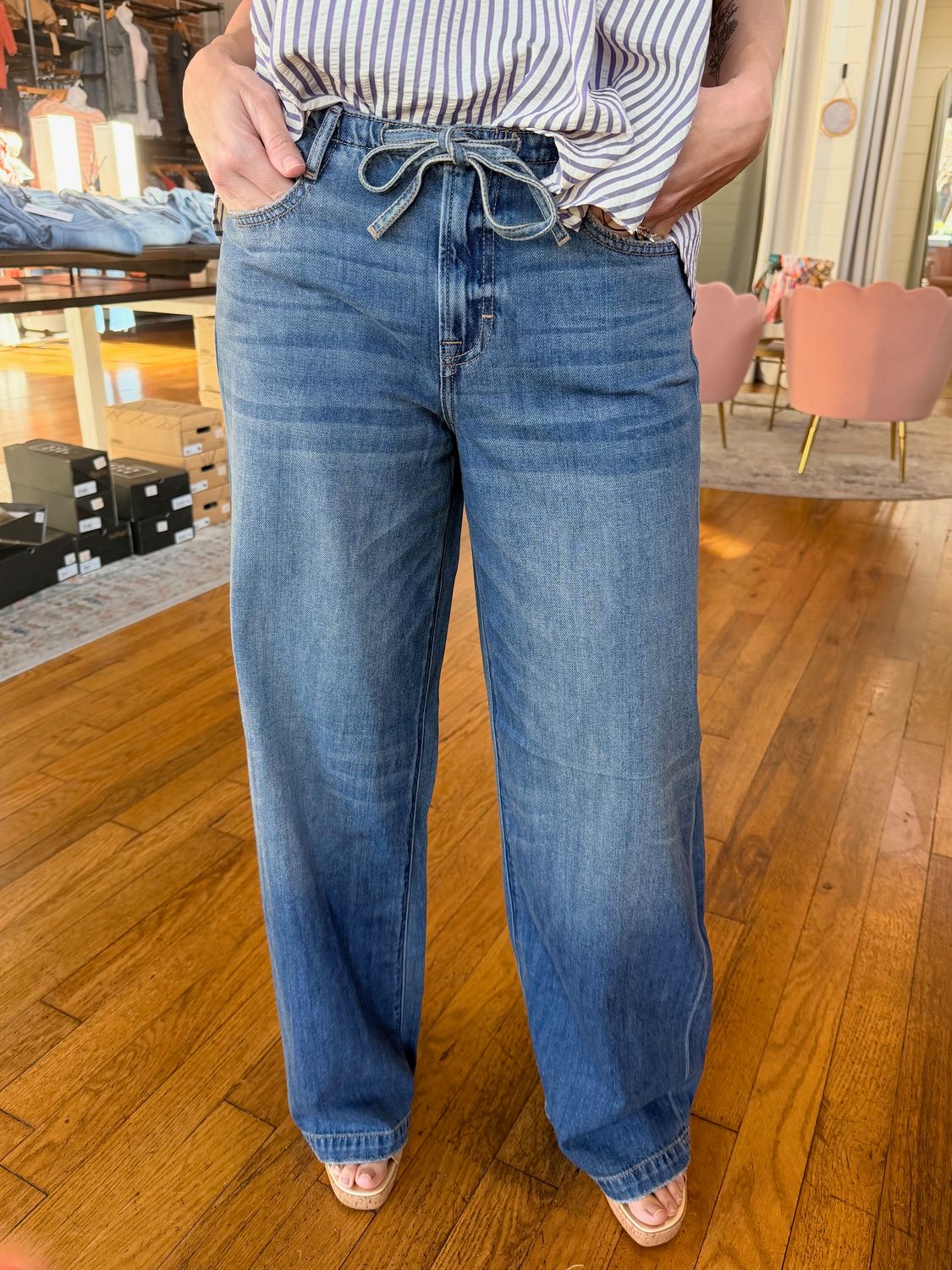 NORI MED WASH MIDRISE DRAWSTRING WIDE LEG