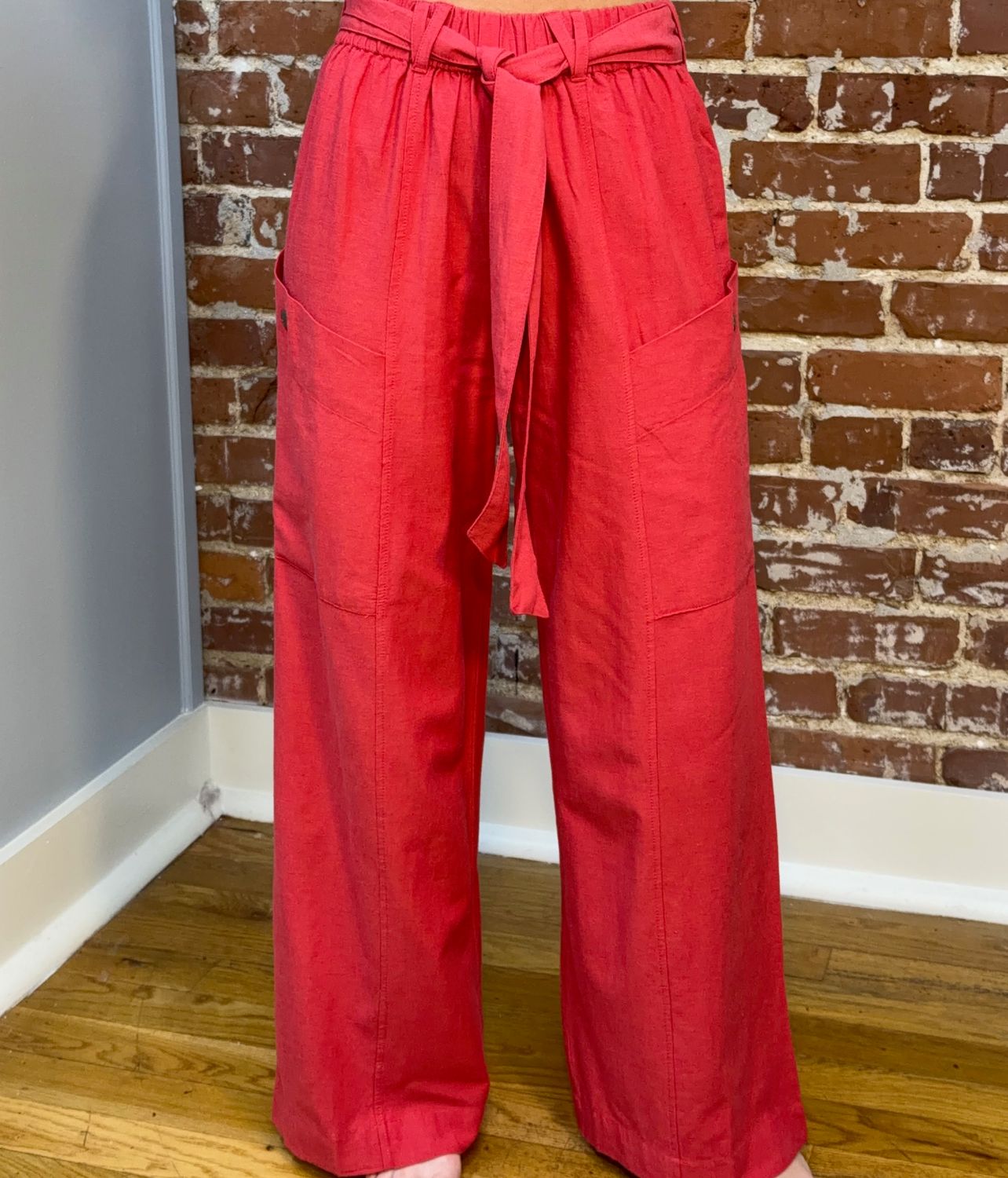 LORNA GARNET WIDE LEG LINEN PANT