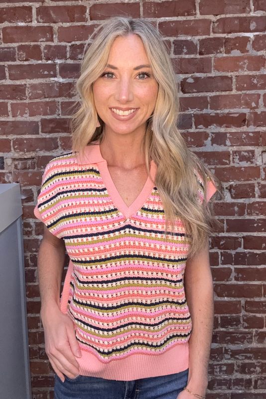 VELORIA COLLARED S/S KNIT TOP