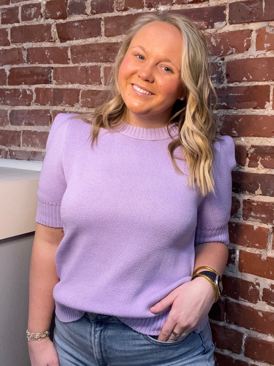 LAVENDER BREEZE KNIT TOP S/S