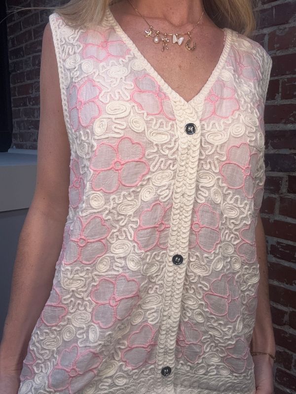 BLUSHING BLOOM LACE VEST