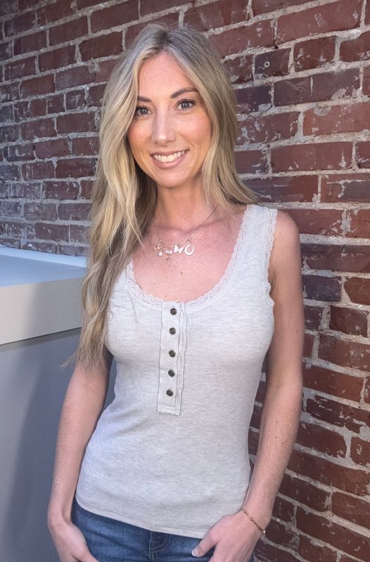 SOFT EDGE LACED HENLEY TANK TOP HG