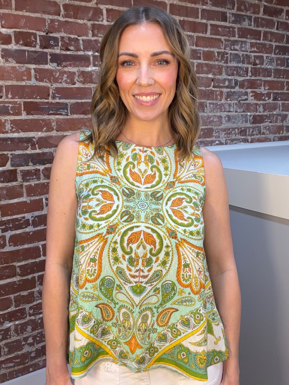 MEADOW PAISLEY SPLIT BACK TANK