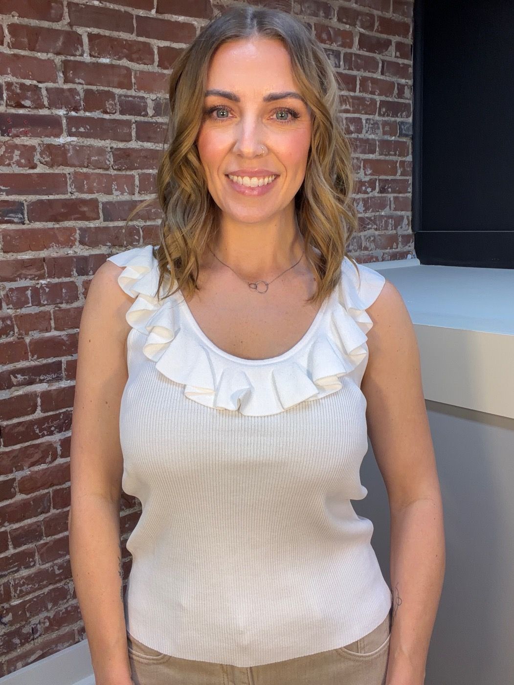 A SWEET BREEZE RUFFLE TANK