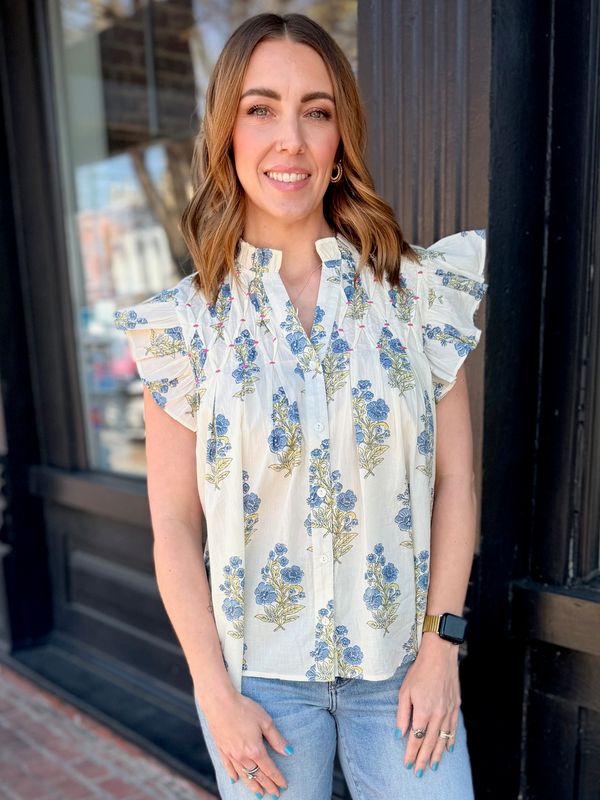 IVY BLOOM FLUTTER SLEEVE TOP