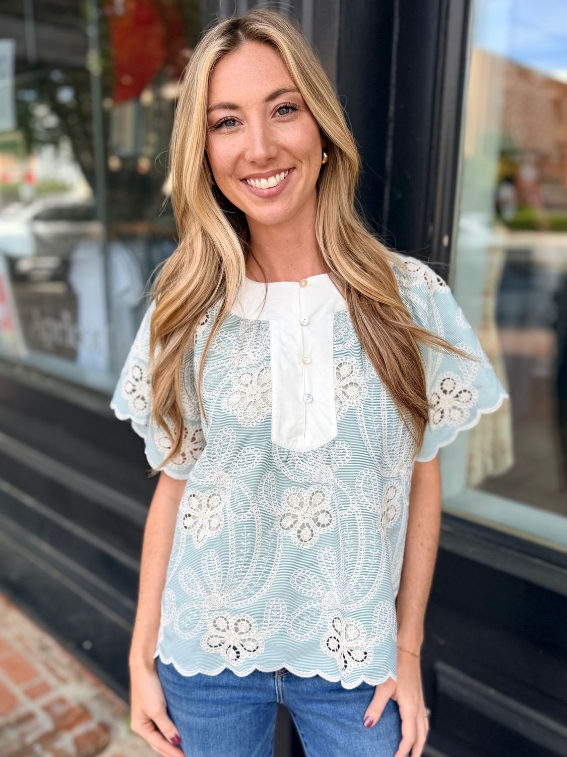 SAGE LACE WHISPER BLOUSE