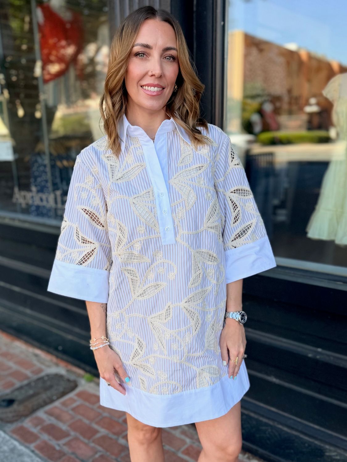 WHISPERING GARDEN BUTTON UP MINI DRESS