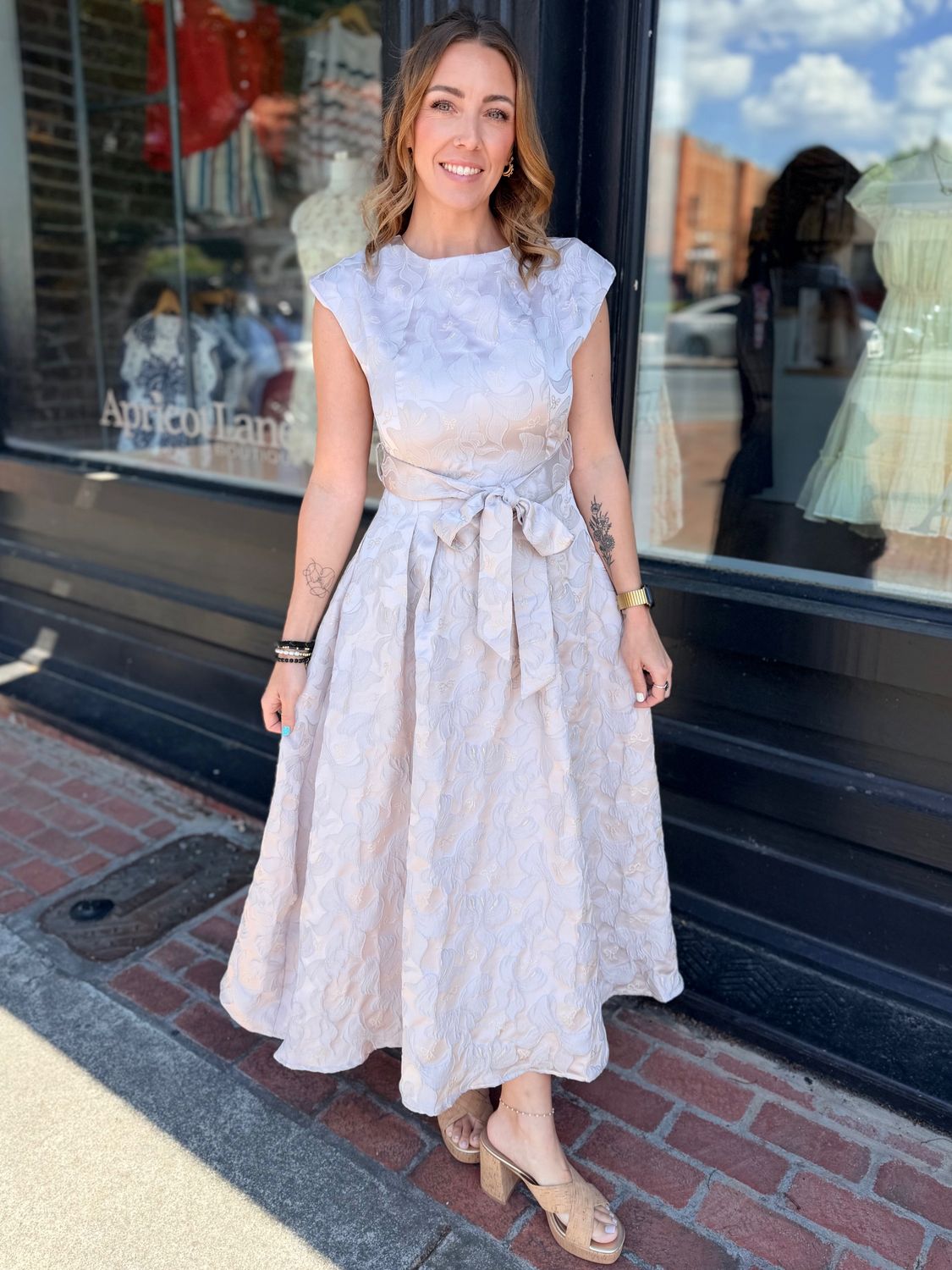 BRIAR BLOOM JACQUARD MIDI DRESS