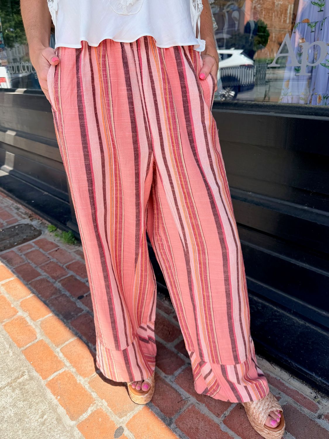 DAYS END SOLAR LINEN STRIPE PANT