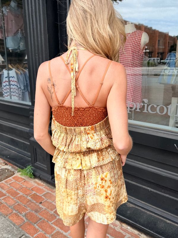 GOLDEN GLOW PATCHWORK ROMPER