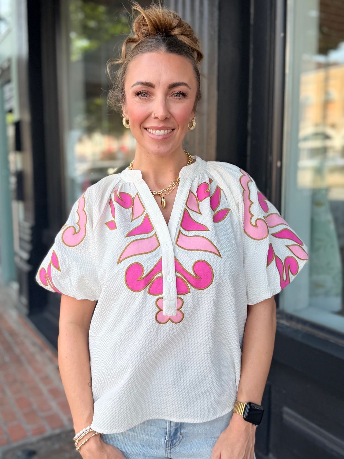 SUNSHINE SPRITZ EMBROIDERED BLOUSE