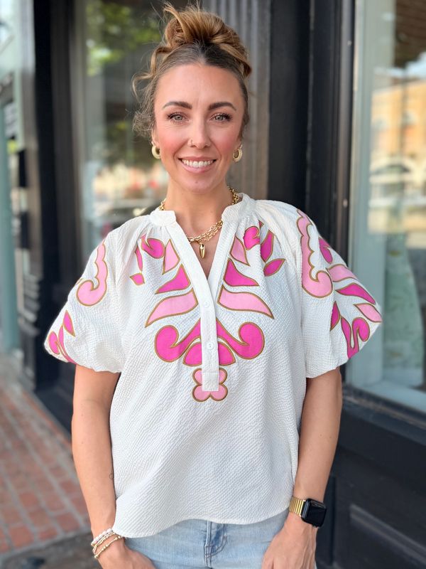 SUNSHINE SPRITZ EMBROIDERED BLOUSE