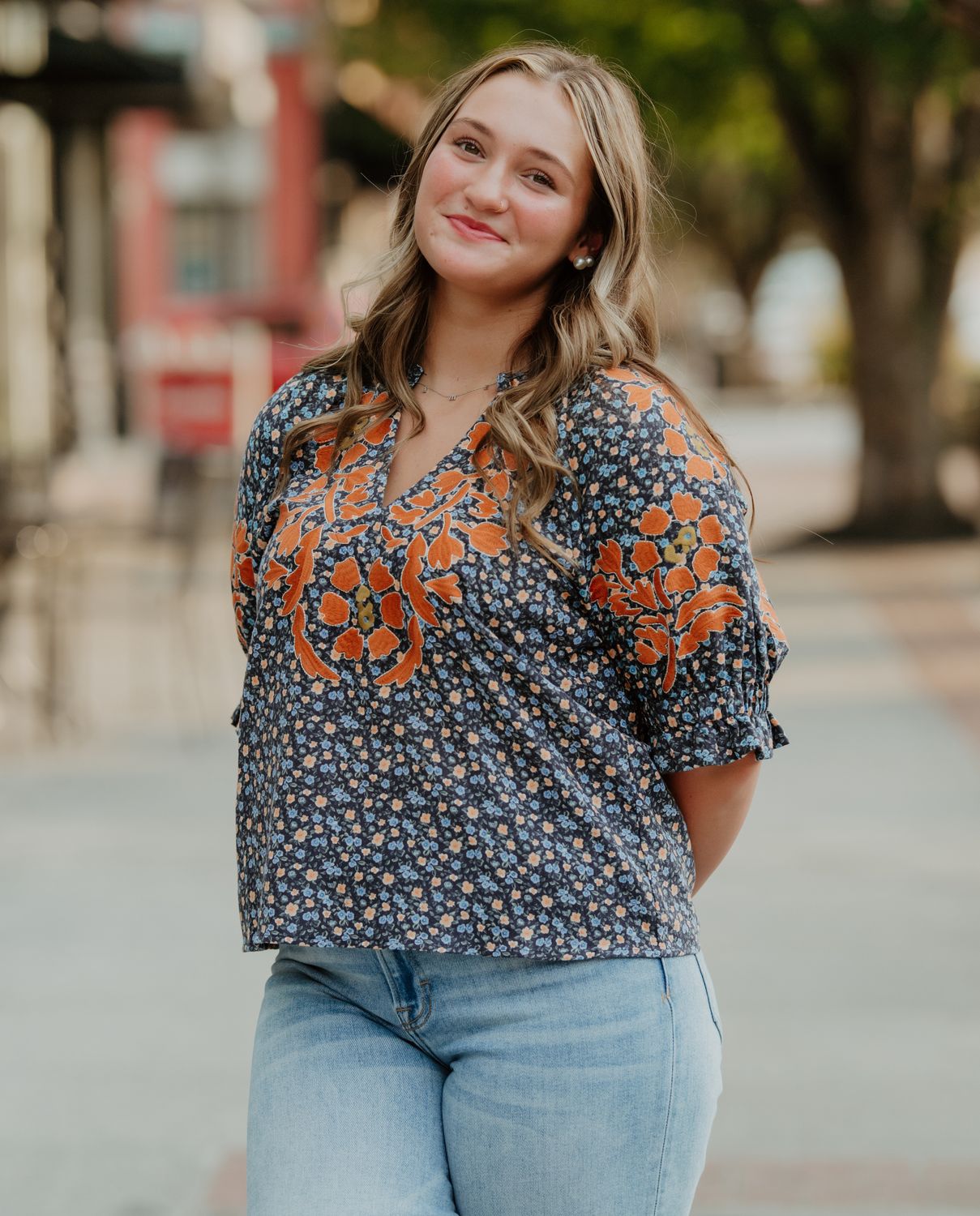 AUTUMN BLOOMS EMBROIDERED BLOUSE