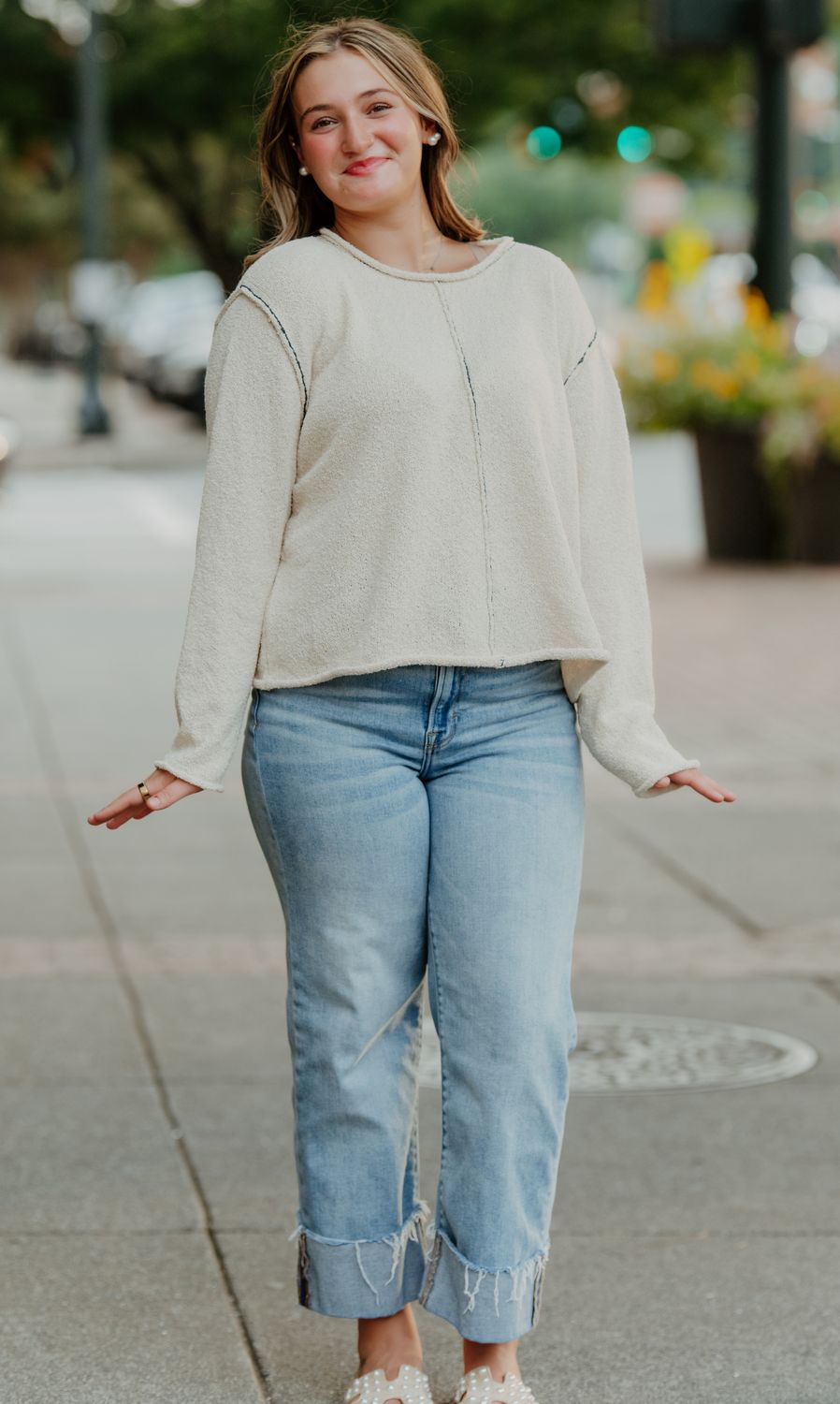 HEATHERSIDE TEXTURED PULLOVER L/S