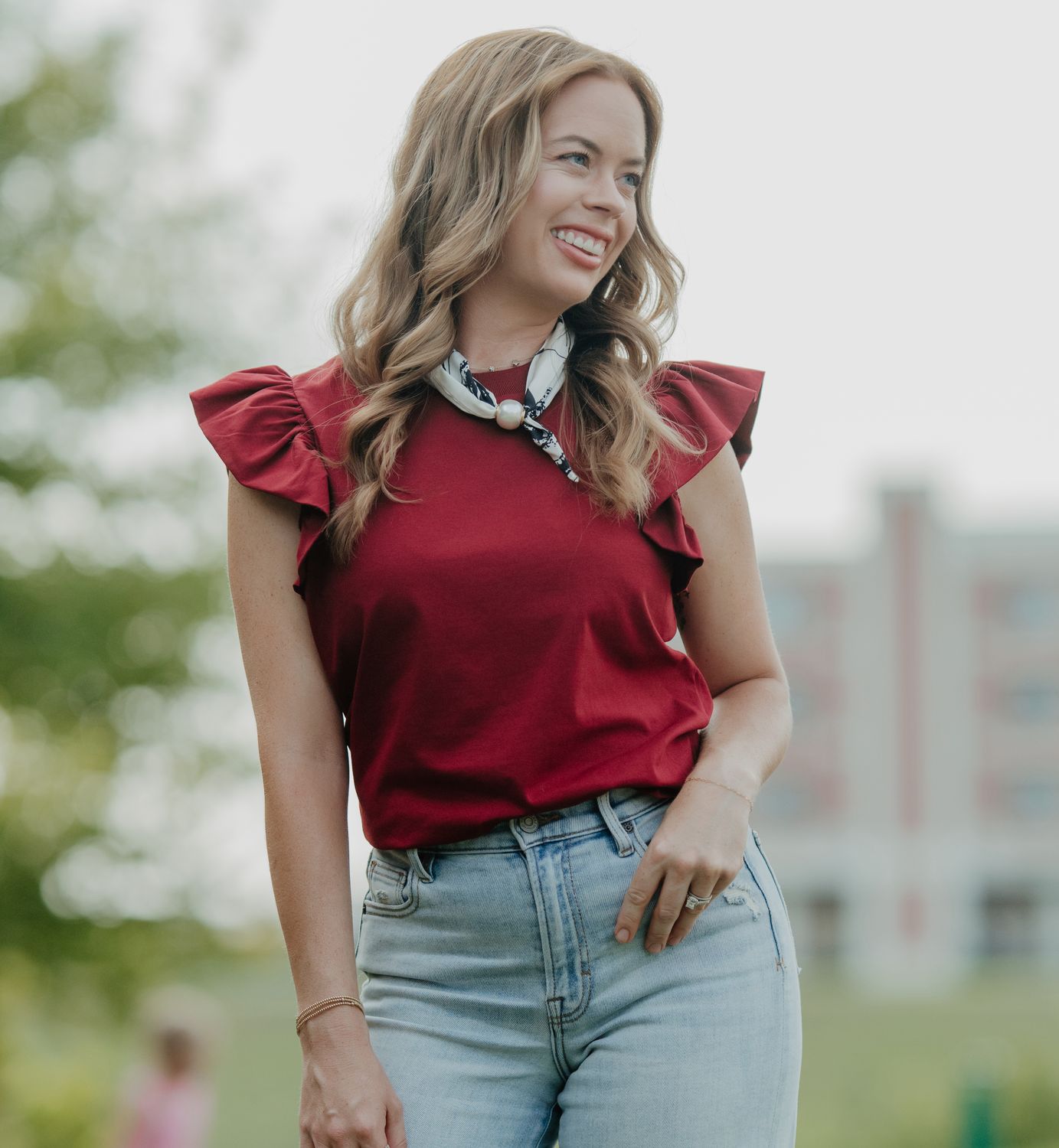 CRIMSON TOUCHDOWN TWIRL TOP