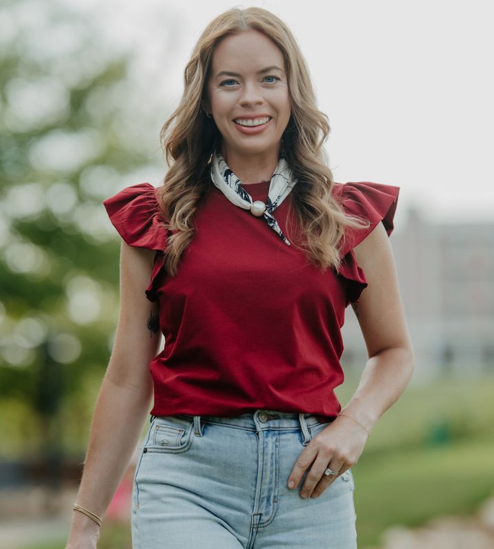 CRIMSON TOUCHDOWN TWIRL TOP