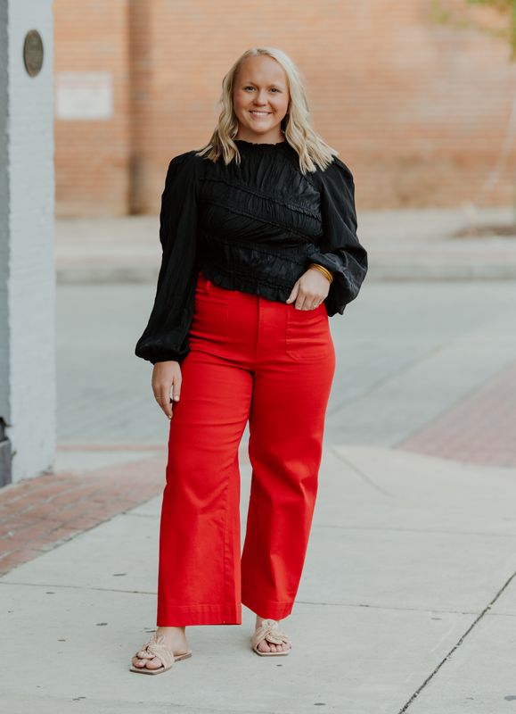 CHERRY POP CROPPED WIDE-LEG PANT
